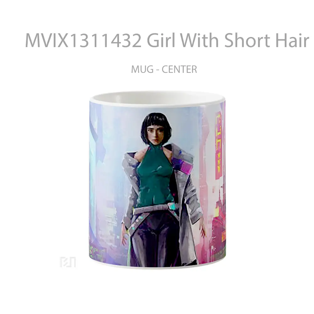 Mug Girl With Short Hair Cyberpunk Cangkir Gamer
