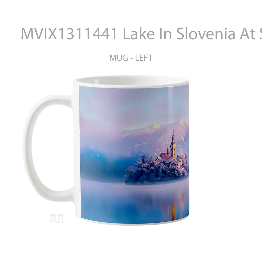 Mug Lake In Slovenia At Sunset Digital Art Gelas Pemandangan Alam - All-side / Desain