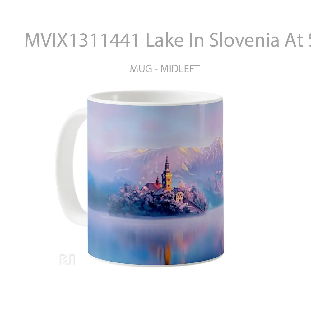 Mug Lake In Slovenia At Sunset Digital Art Gelas Pemandangan Alam - All-side / Desain