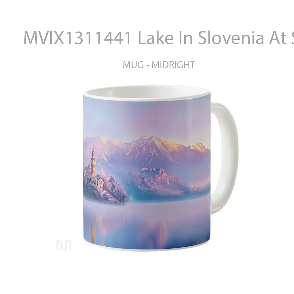 Mug Lake In Slovenia At Sunset Digital Art Gelas Pemandangan Alam - All-side / Desain