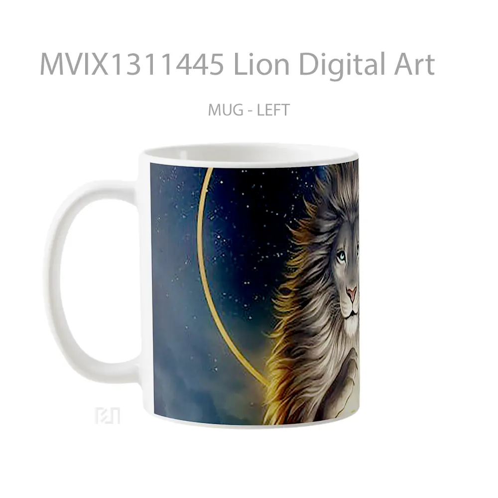 Mug Lion Digital Art Gelas Hewan Lucu - All-side / Desain