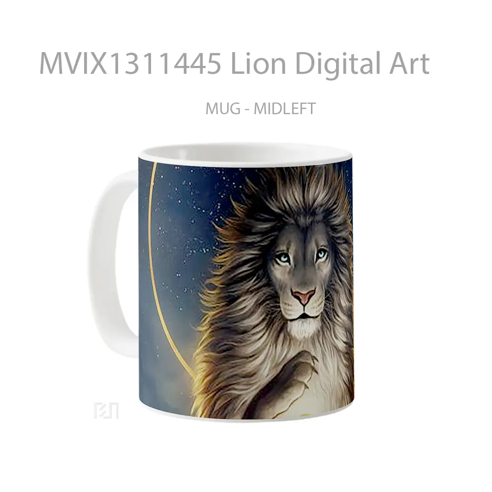 Mug Lion Digital Art Gelas Hewan Lucu - All-side / Desain