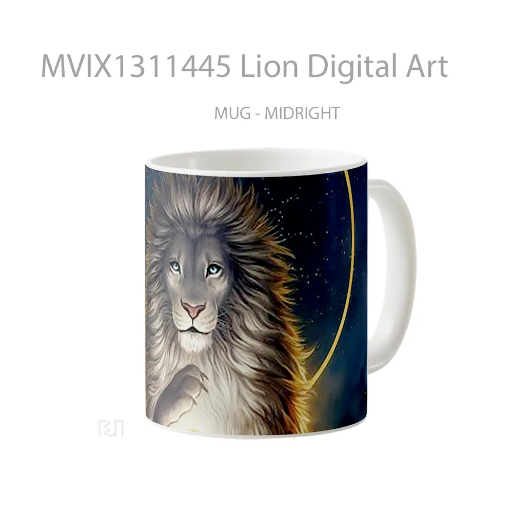 Mug Lion Digital Art Gelas Hewan Lucu - All-side / Desain