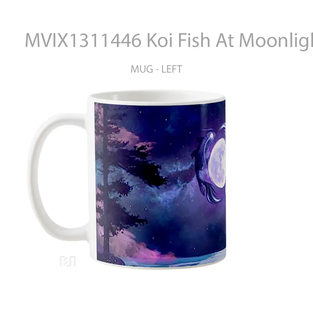 Mug Koi Fish At Moonlight Gelas Hewan Lucu - All-side / Desain