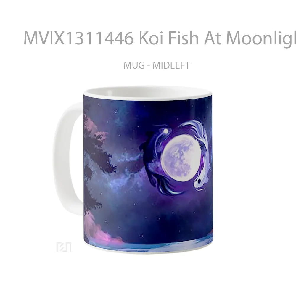 Mug Koi Fish At Moonlight Gelas Hewan Lucu - All-side / Desain