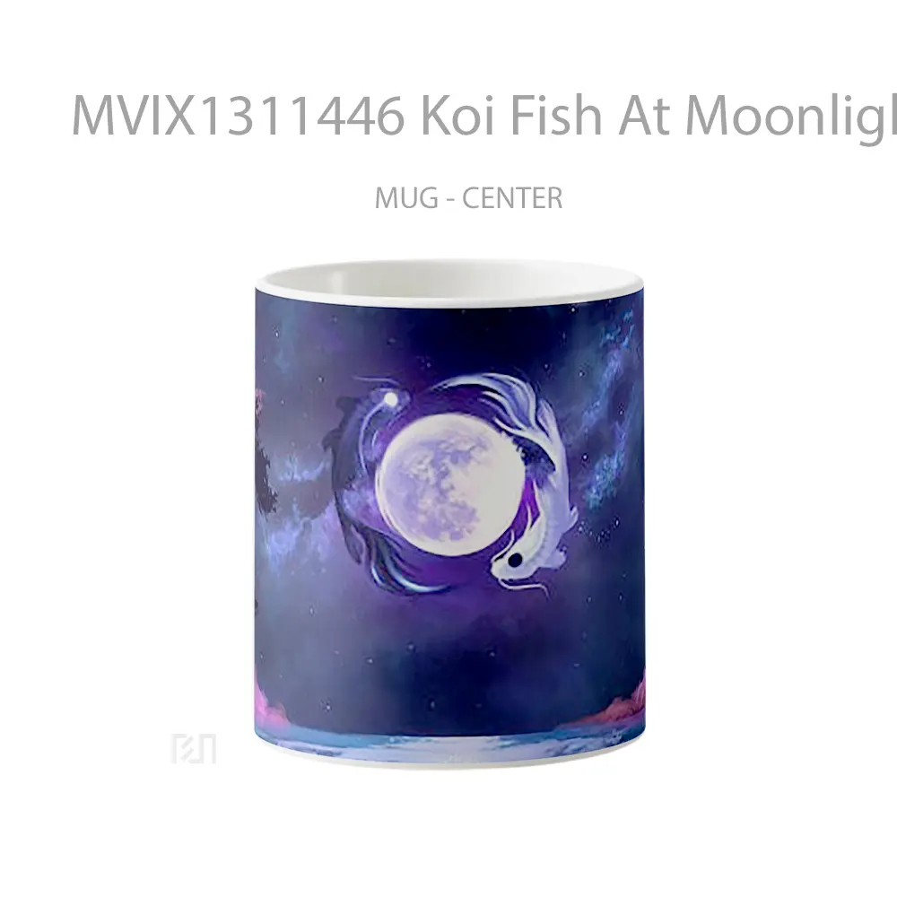 Mug Koi Fish At Moonlight Gelas Hewan Lucu