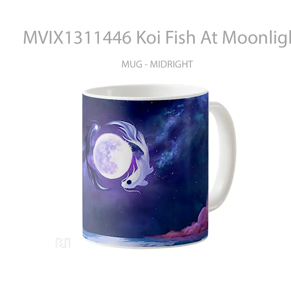 Mug Koi Fish At Moonlight Gelas Hewan Lucu - All-side / Desain