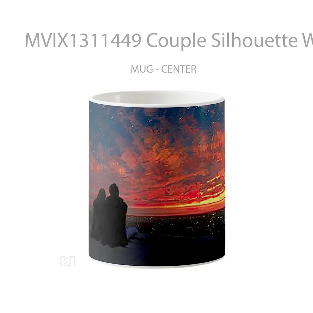 Mug Couple Silhouette Watching Sunset Gelas Pemandangan Alam