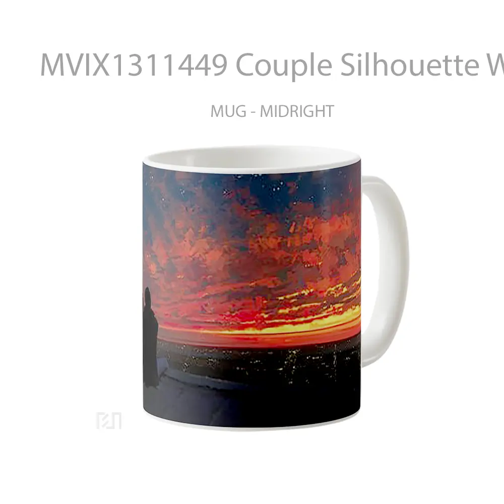 Mug Couple Silhouette Watching Sunset Gelas Pemandangan Alam - All-side / Desain