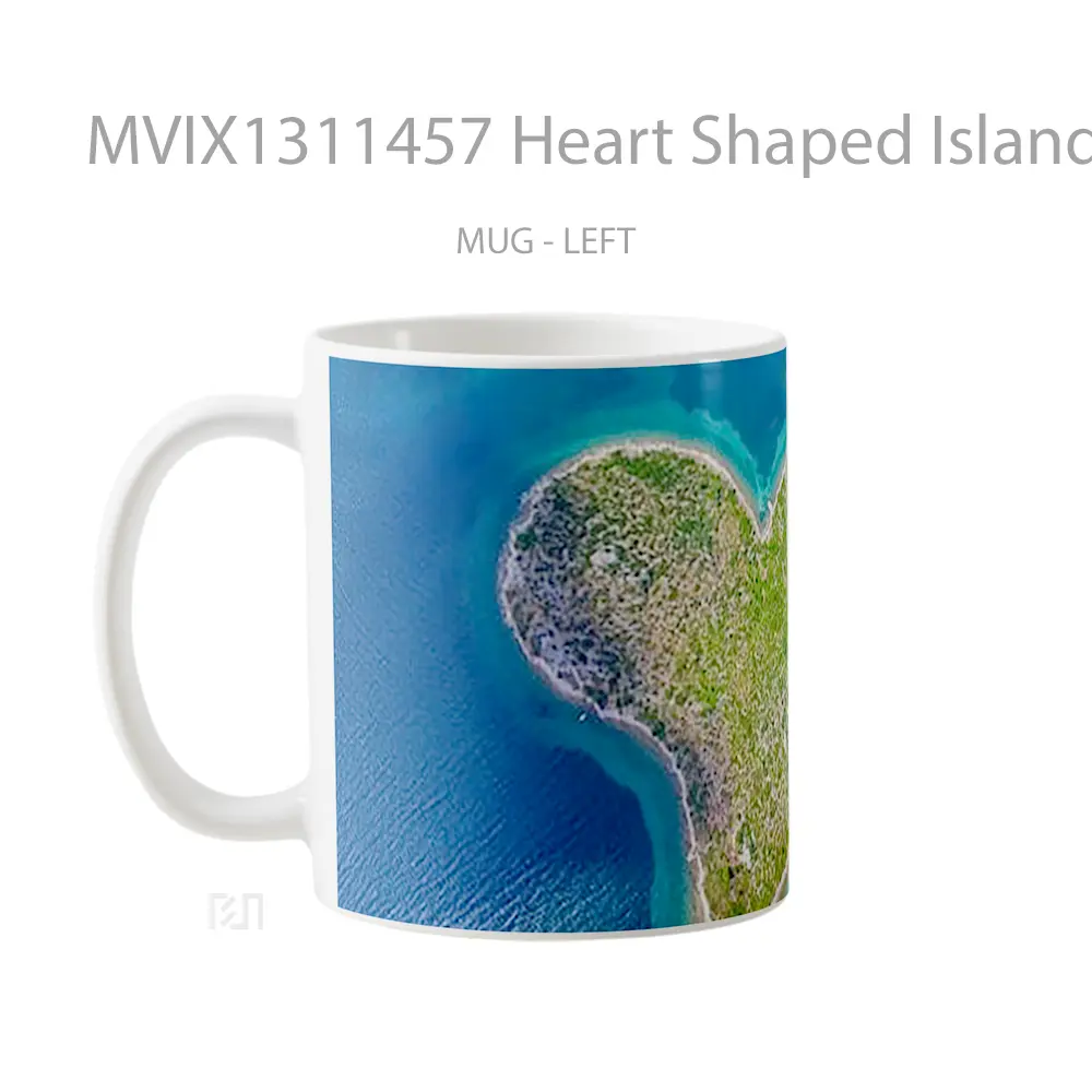 Mug Heart Shaped Island Gelas Pemandangan Alam - All-side / Desain