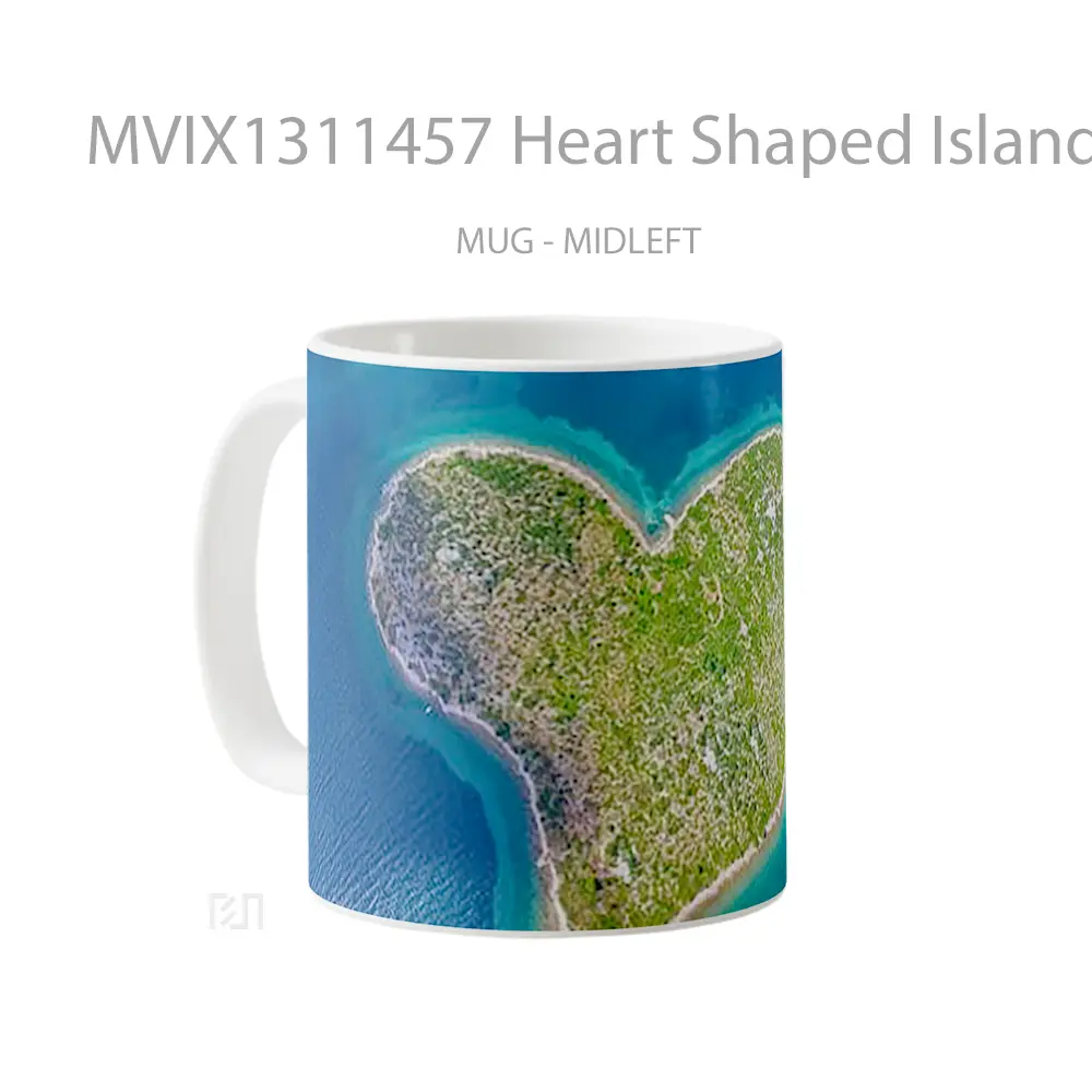 Mug Heart Shaped Island Gelas Pemandangan Alam - All-side / Desain