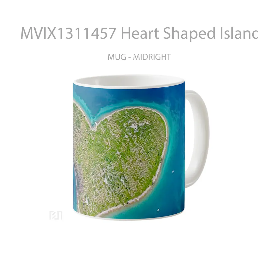 Mug Heart Shaped Island Gelas Pemandangan Alam - All-side / Desain