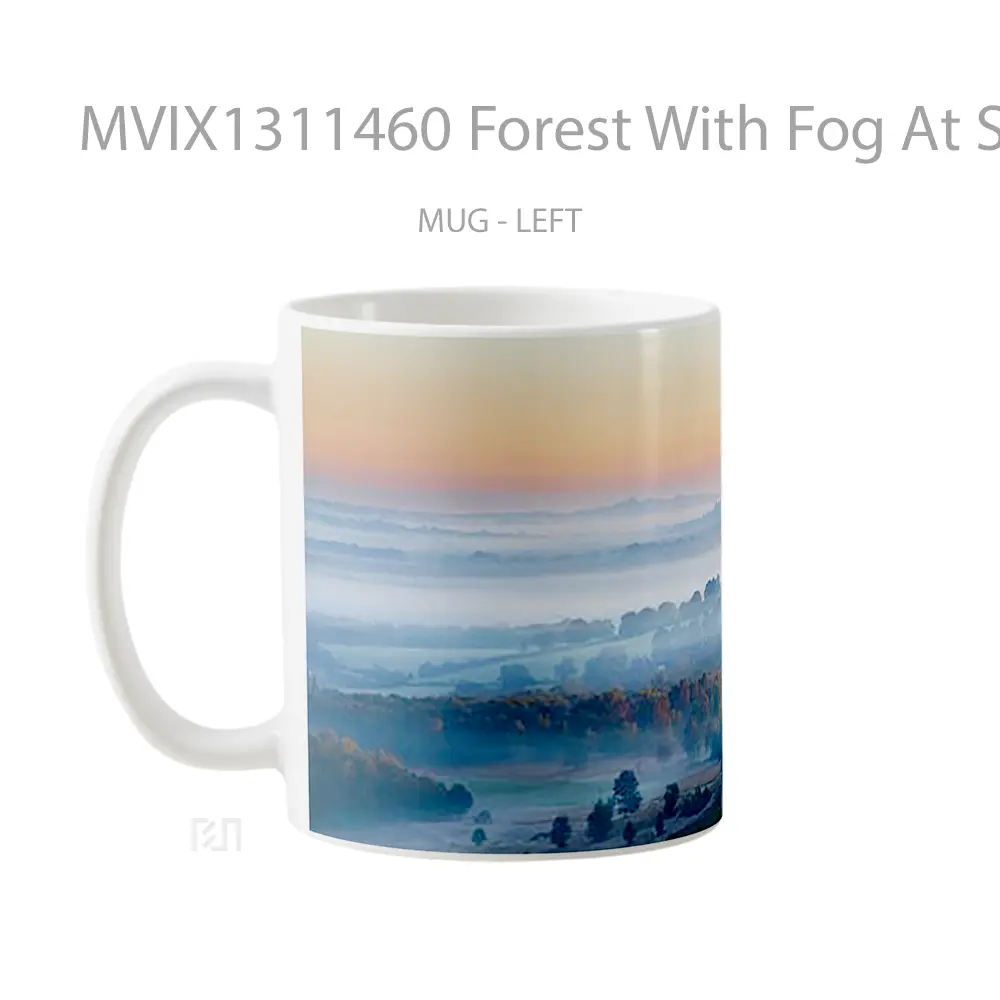 Mug Forest With Fog At Sunset Gelas Pemandangan Alam - All-side / Desain