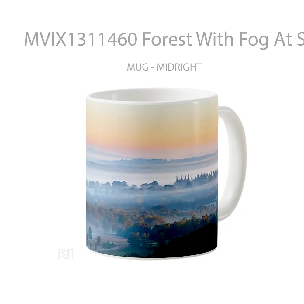 Mug Forest With Fog At Sunset Gelas Pemandangan Alam - All-side / Desain