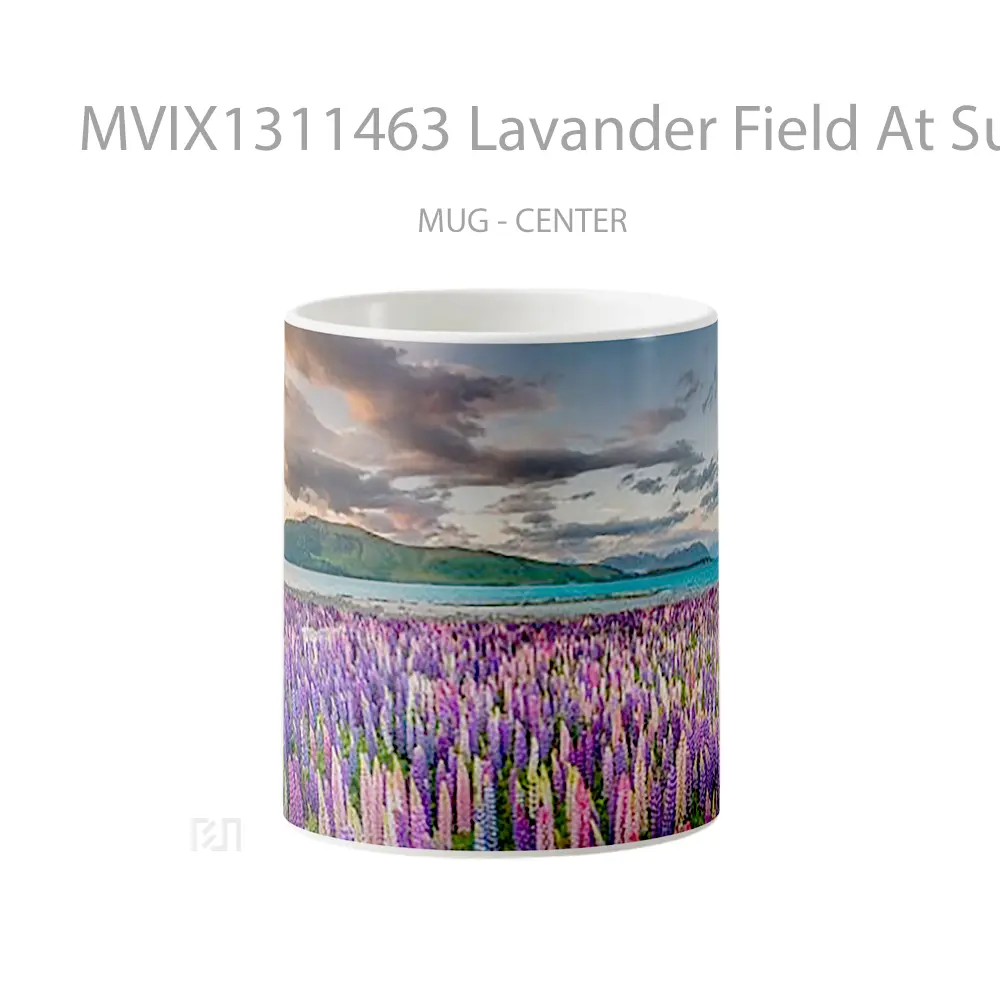 Mug Lavander Field At Sunlight In New Zeland Gelas Pemandangan Alam