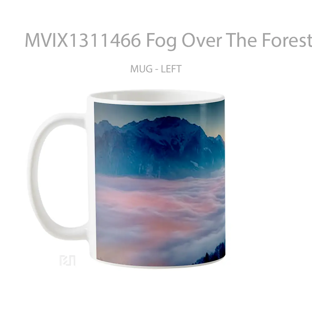 Mug Fog Over The Forest In The Mountains Gelas Pemandangan Alam - All-side / Desain