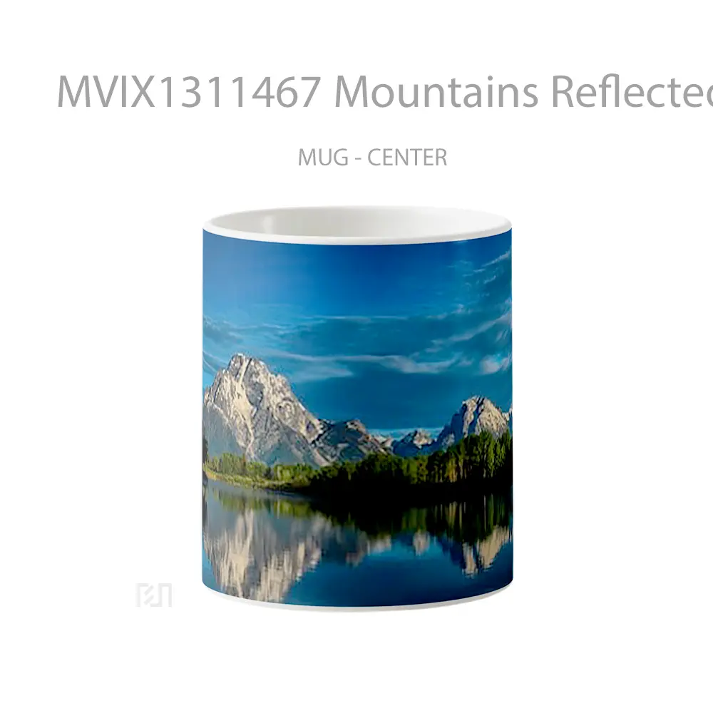 Mug Mountains Reflected In Lake With Blue Sky Gelas Pemandangan Alam