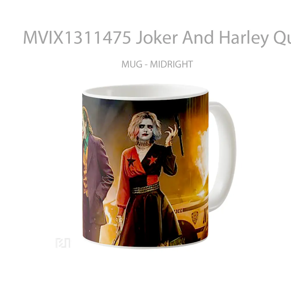Mug Joker And Harley Queen At Crime Scene Gelas Superhero - All-side / Desain