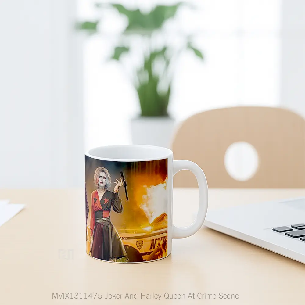 Mug Joker And Harley Queen At Crime Scene Gelas Superhero - All-side / Desain