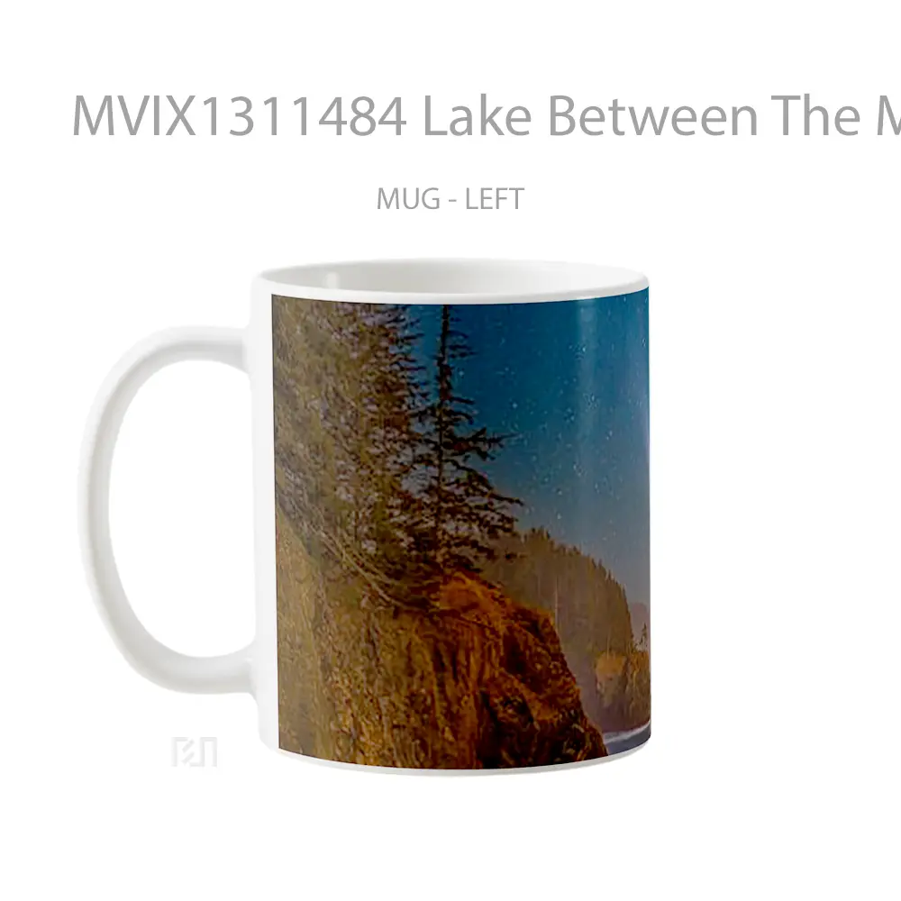 Mug Lake Between The Mountains And Starred Sky Gelas Pemandangan Alam - All-side / Desain