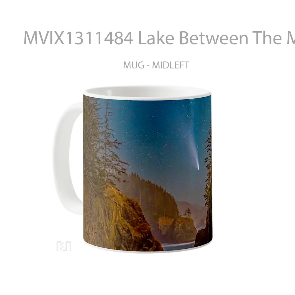 Mug Lake Between The Mountains And Starred Sky Gelas Pemandangan Alam - All-side / Desain