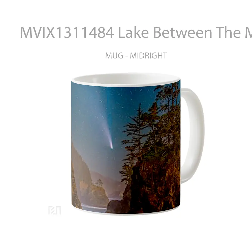 Mug Lake Between The Mountains And Starred Sky Gelas Pemandangan Alam - All-side / Desain