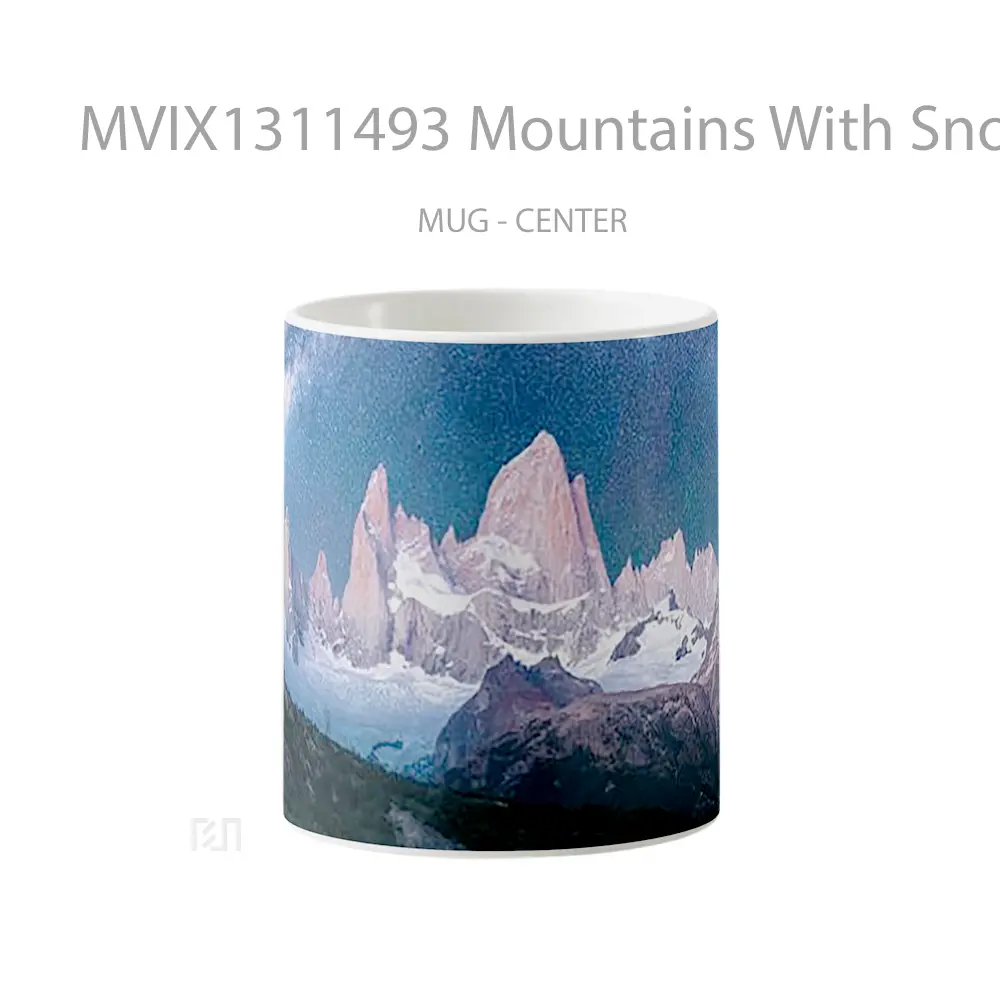 Mug Keramik Premium SNI - Mug Mountains With Snow Under The Stars Gelas Pemandangan Alam