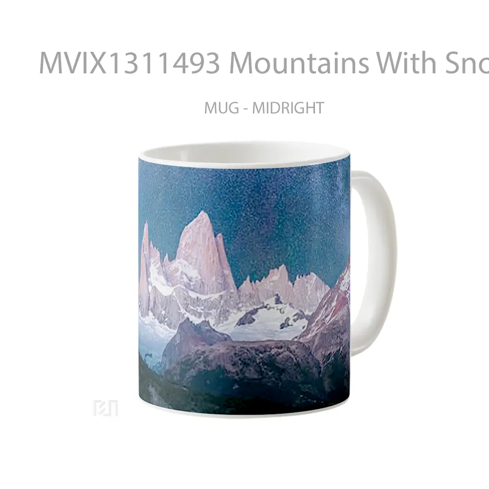 Mug Mountains With Snow Under The Stars Gelas Pemandangan Alam - All-side / Desain