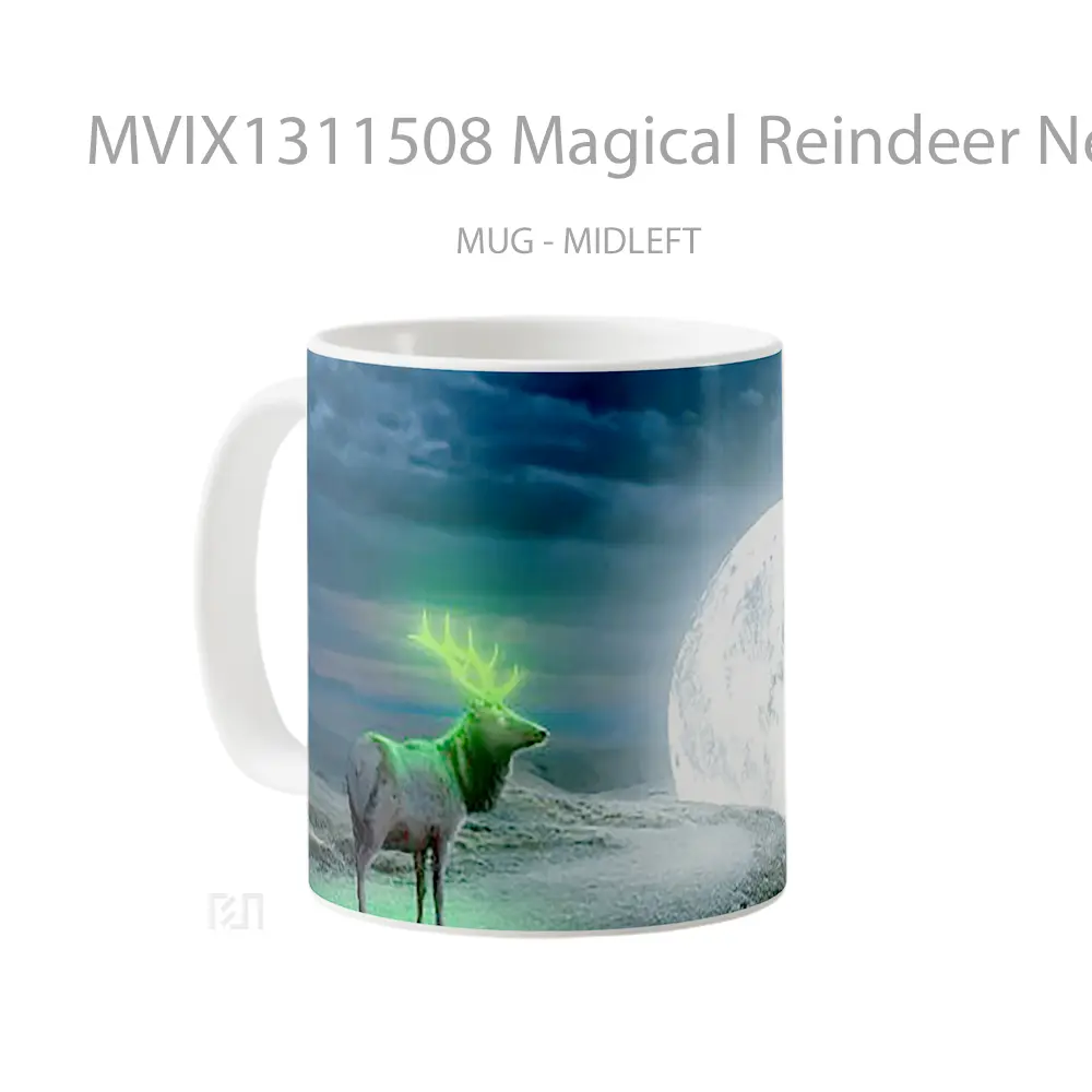 Mug Magical Reindeer Next To The Moon Gelas Hewan Lucu - All-side / Desain