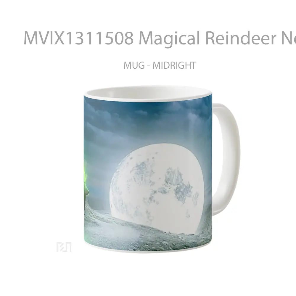 Mug Magical Reindeer Next To The Moon Gelas Hewan Lucu - All-side / Desain