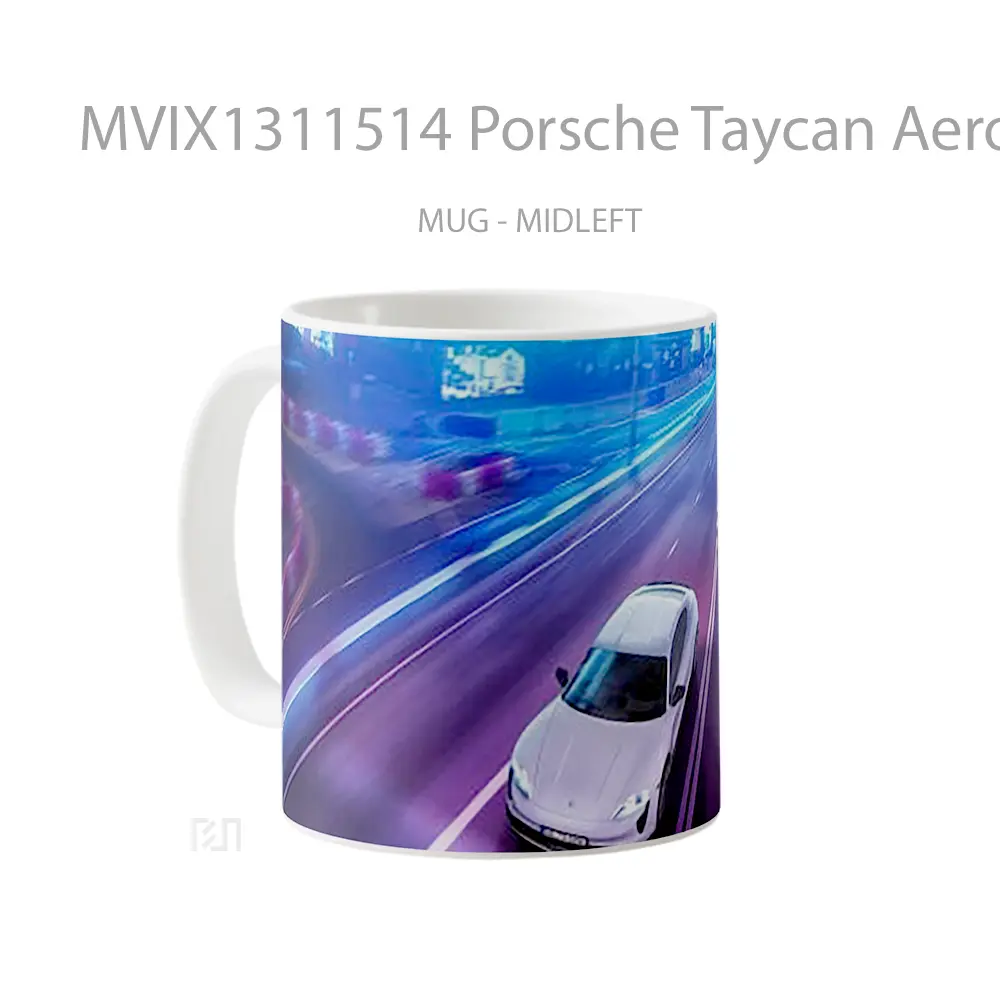 Mug Porsche Taycan Aerokit Tech Art Cangkir Mobil - All-side / Desain