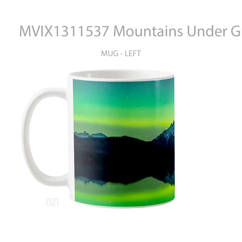 Mug Mountains Under Green Sky Gelas Pemandangan Alam - All-side / Desain