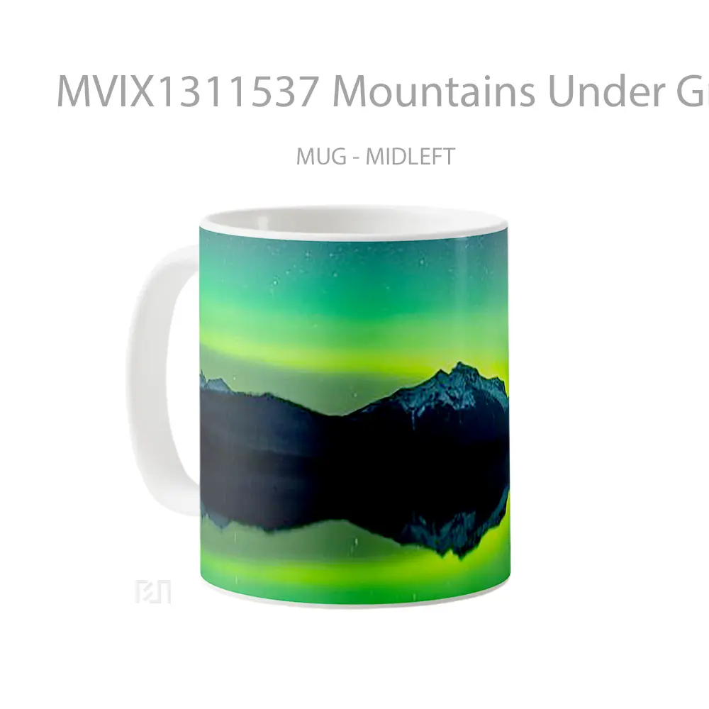Mug Mountains Under Green Sky Gelas Pemandangan Alam - All-side / Desain