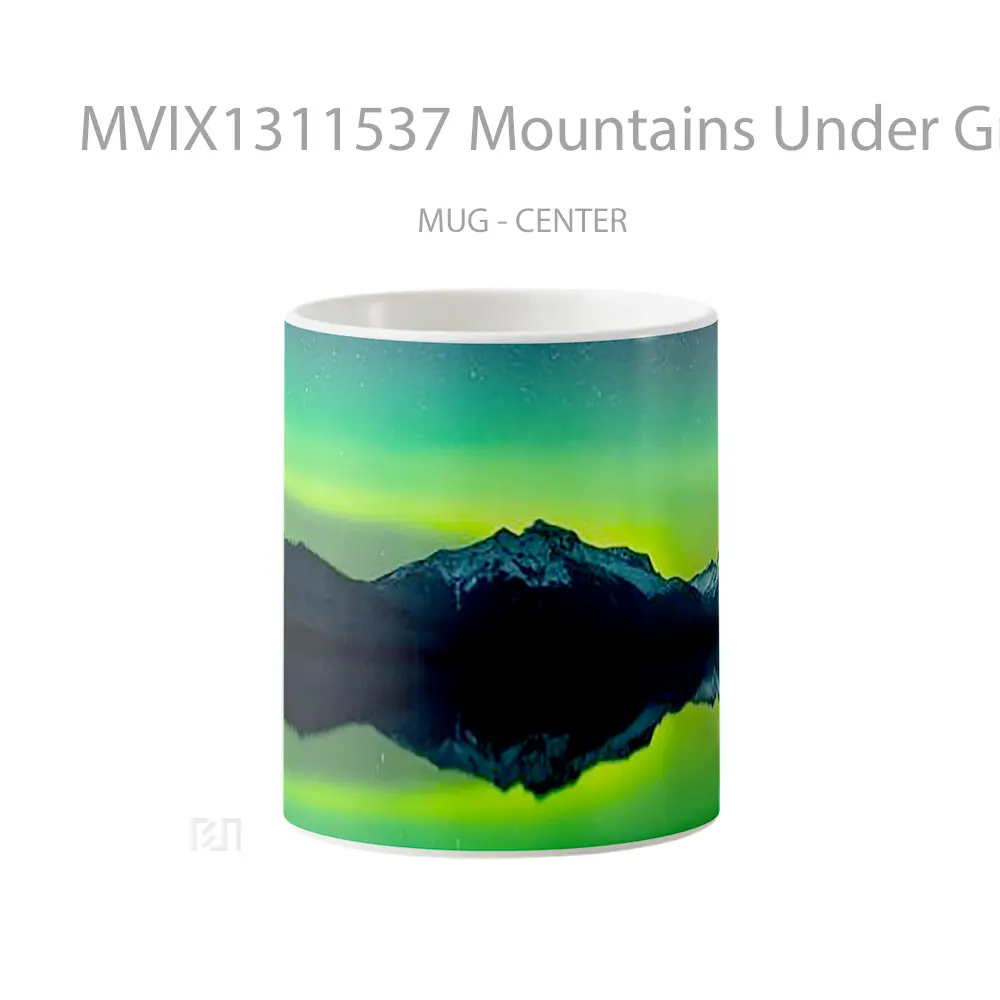 Mug Mountains Under Green Sky Gelas Pemandangan Alam