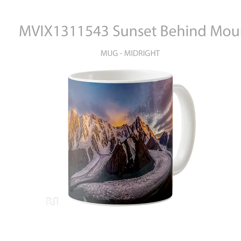 Mug Sunset Behind Mountains With Snow Gelas Pemandangan Alam - All-side / Desain