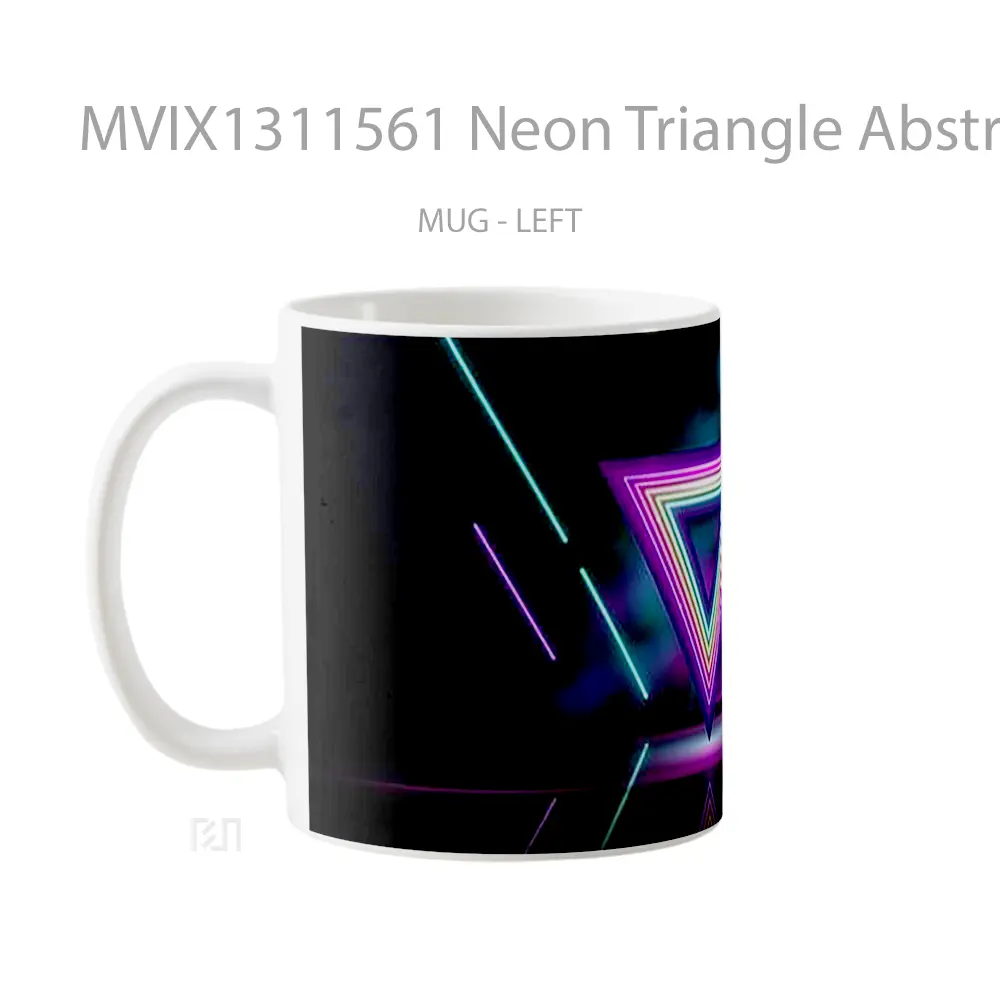 Mug Neon Triangle Abstract Gelas Seni Modern - All-side / Desain
