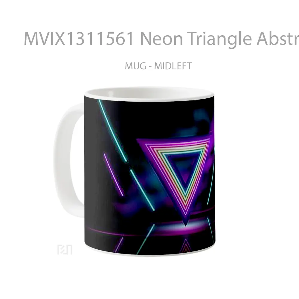 Mug Neon Triangle Abstract Gelas Seni Modern - All-side / Desain