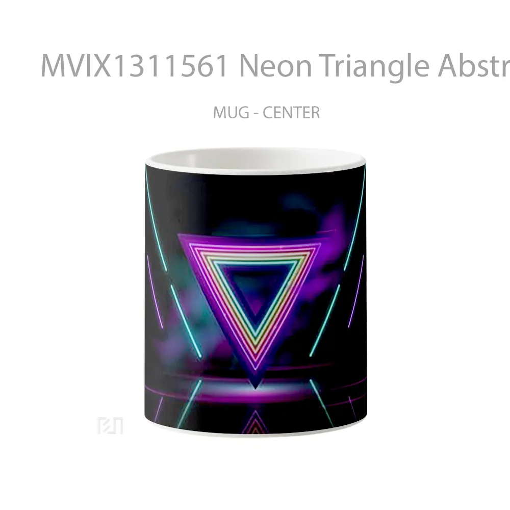 Mug Neon Triangle Abstract Gelas Seni Modern