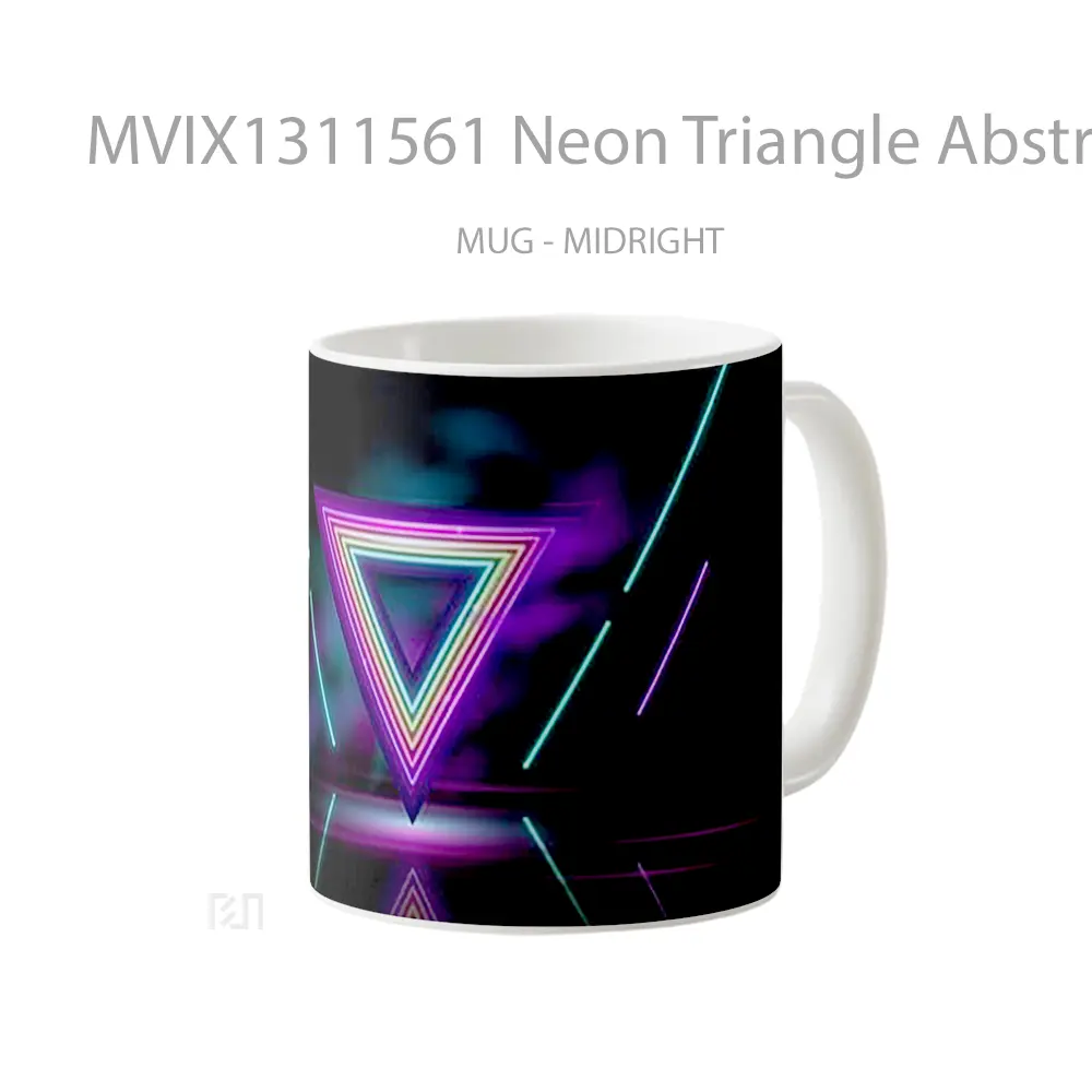 Mug Neon Triangle Abstract Gelas Seni Modern - All-side / Desain