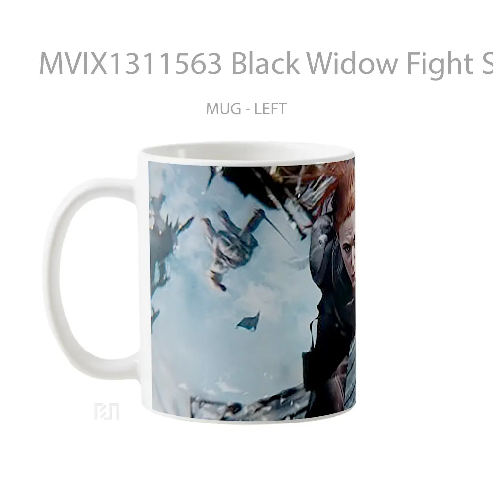 Mug Black Widow Fight Scene Gelas Superhero - All-side / Desain