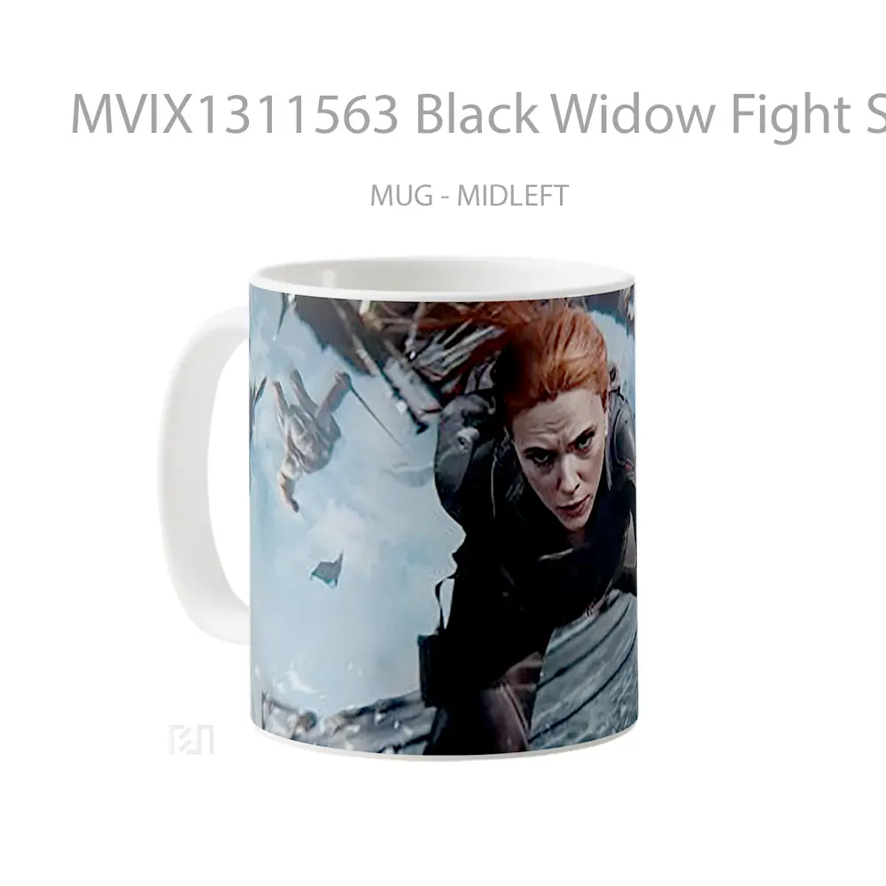 Mug Black Widow Fight Scene Gelas Superhero - All-side / Desain