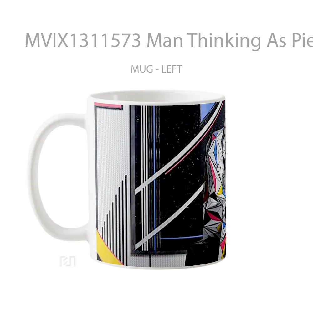 Mug Man Thinking As Piet Mondrian Painting Gelas Seni Modern - All-side / Desain