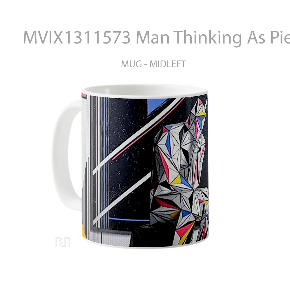 Mug Man Thinking As Piet Mondrian Painting Gelas Seni Modern - All-side / Desain