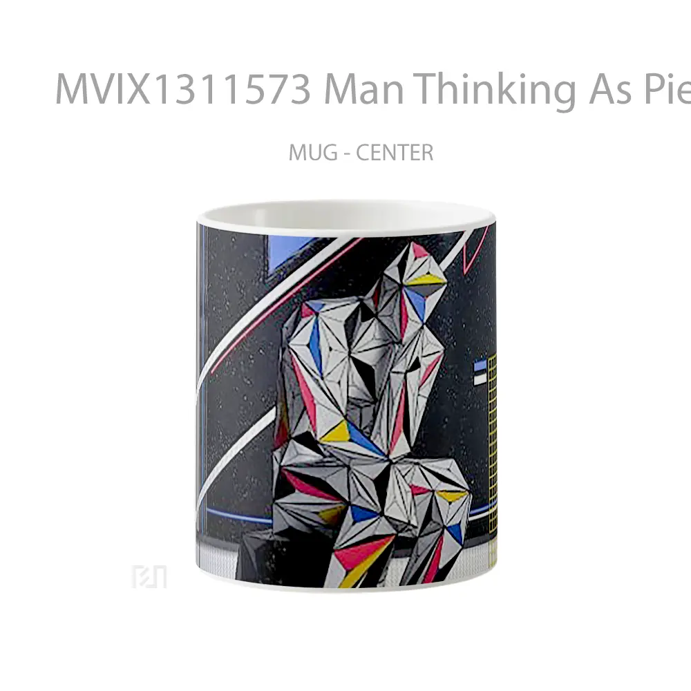Mug Man Thinking As Piet Mondrian Painting Gelas Seni Modern