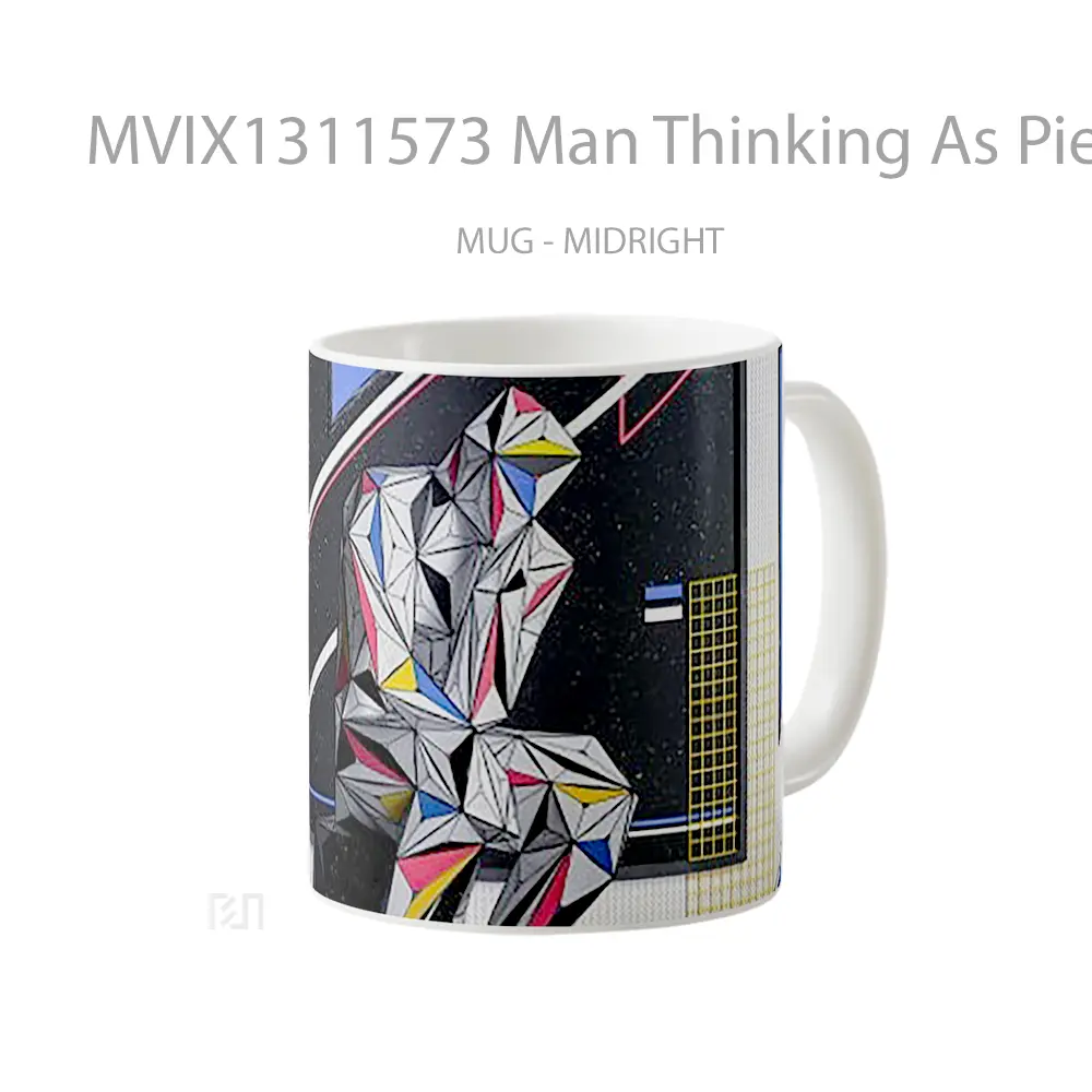 Mug Man Thinking As Piet Mondrian Painting Gelas Seni Modern - All-side / Desain