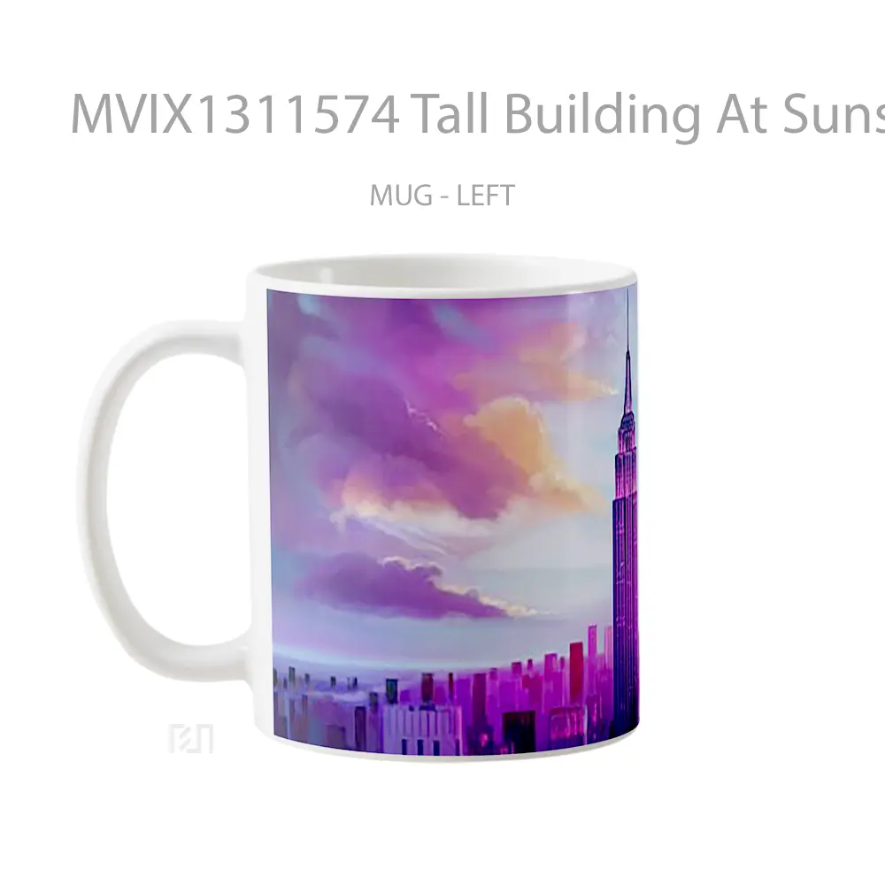 Mug Tall Building At Sunset Gelas Pemandangan Alam - All-side / Desain