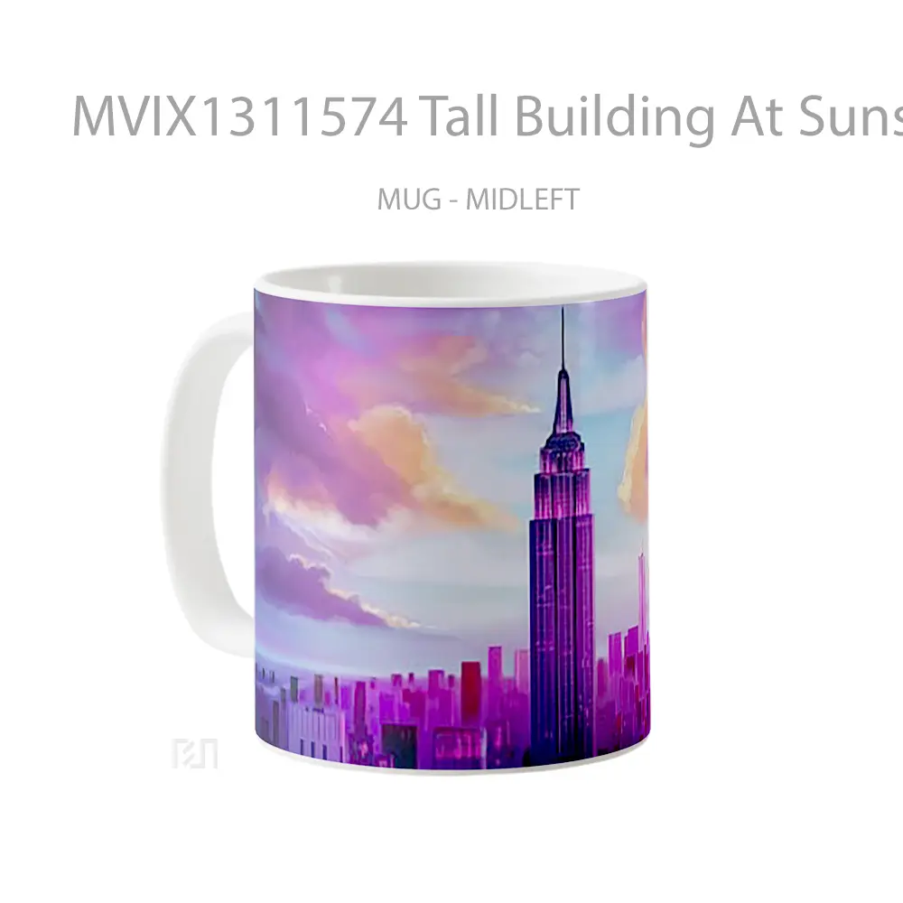 Mug Tall Building At Sunset Gelas Pemandangan Alam - All-side / Desain