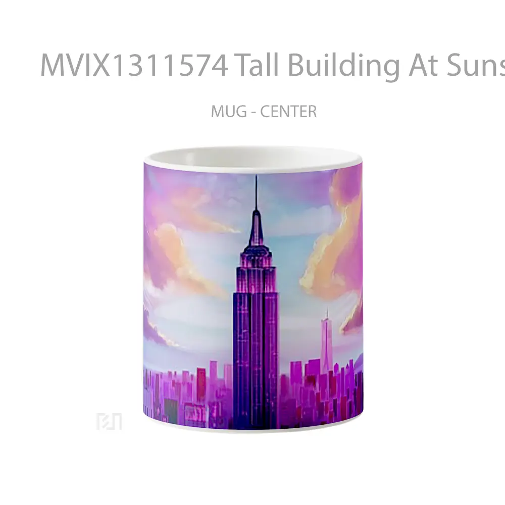 Mug Tall Building At Sunset Gelas Pemandangan Alam