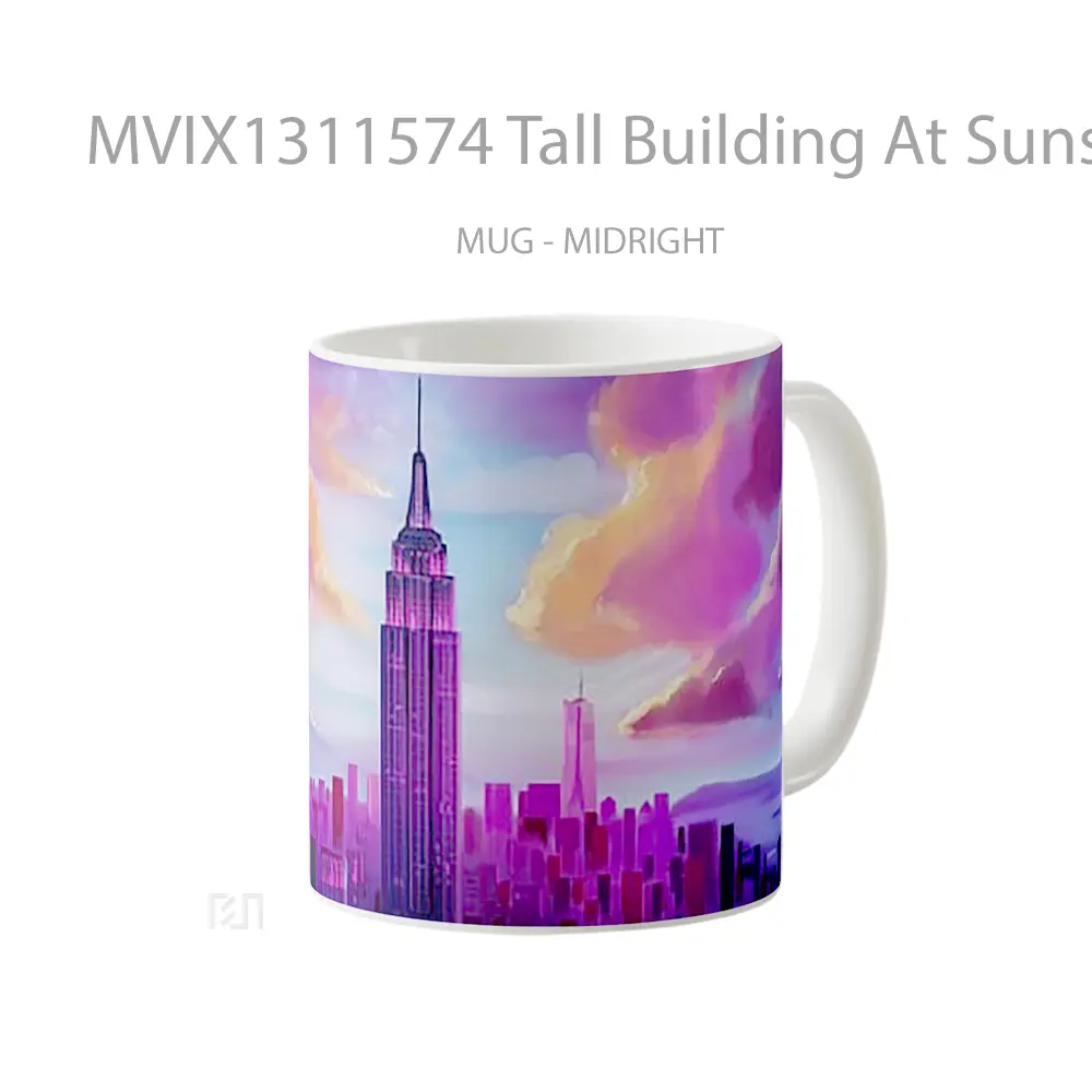 Mug Tall Building At Sunset Gelas Pemandangan Alam - All-side / Desain