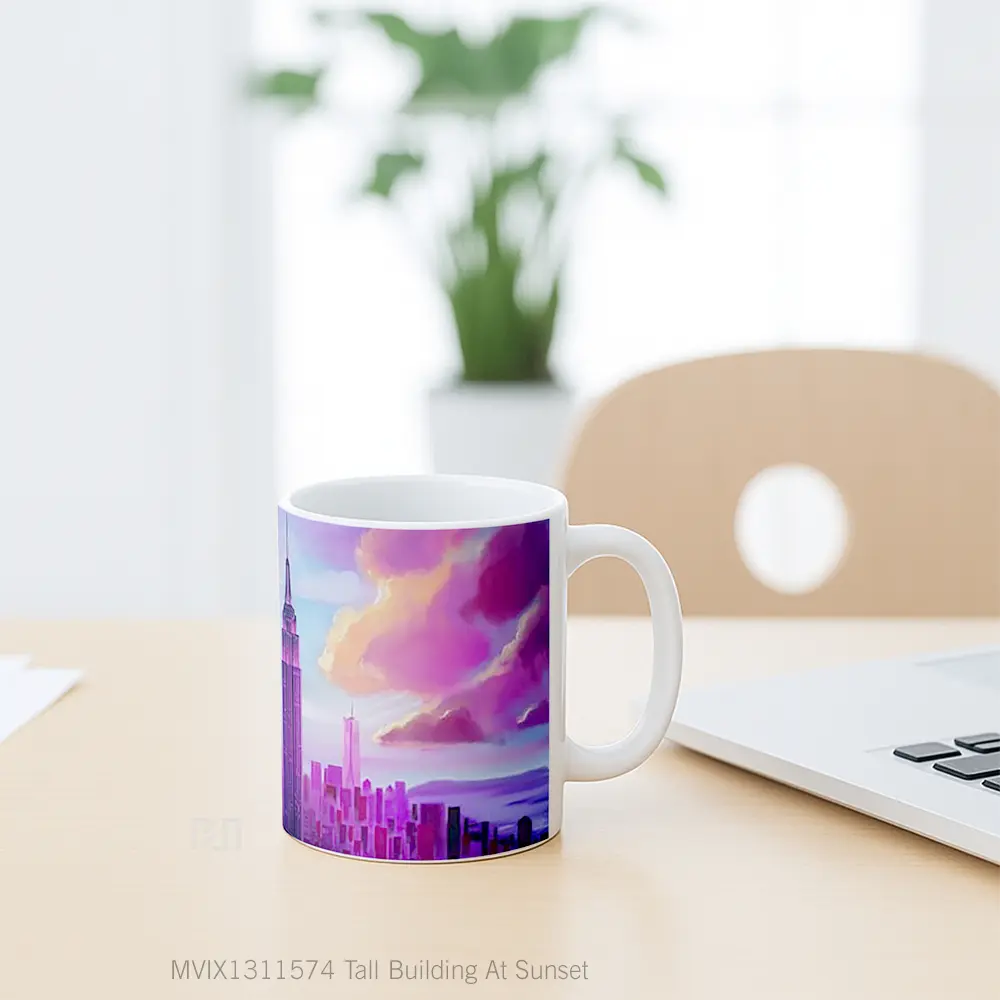 Mug Tall Building At Sunset Gelas Pemandangan Alam - All-side / Desain